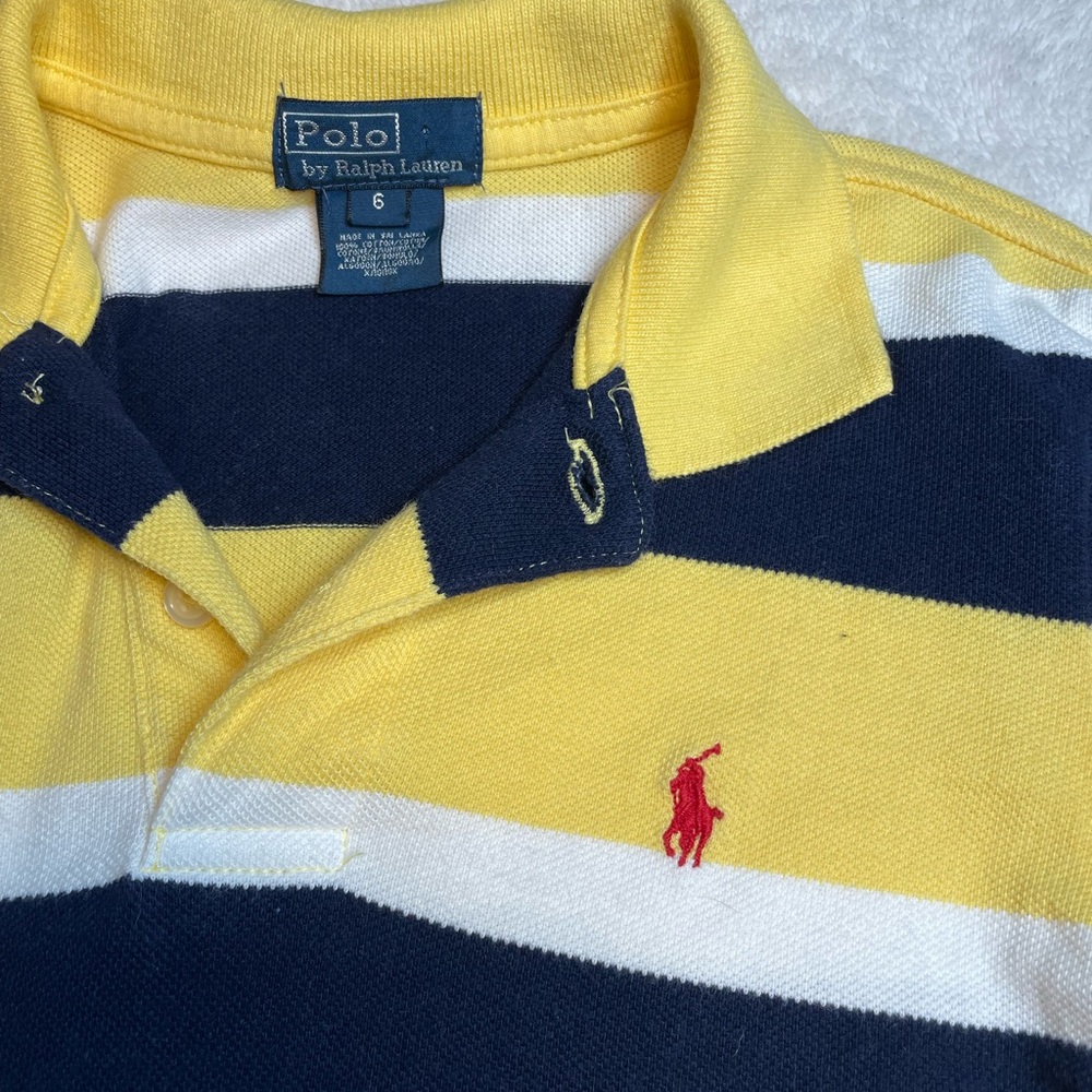 Polo by Ralph Lauren Boy's Yellow and Navy Striped Shirt Size 6